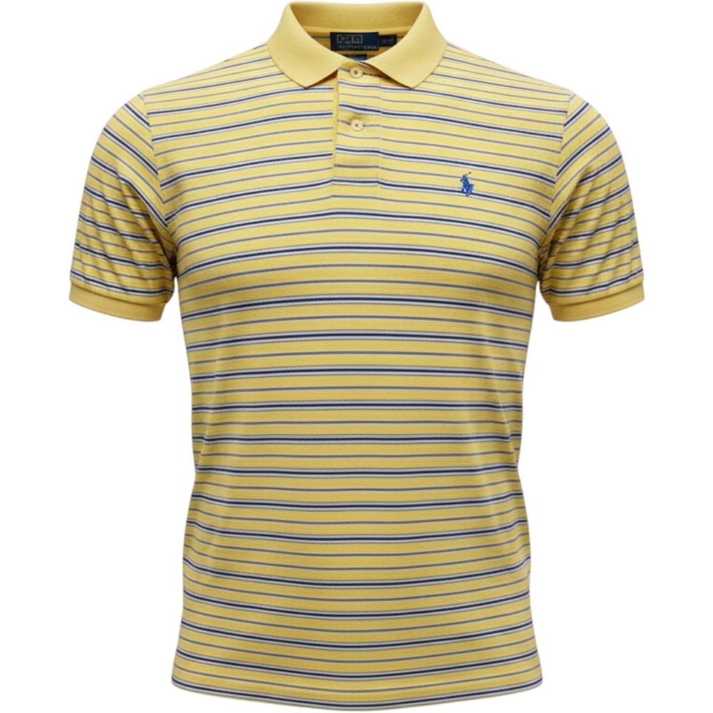 Vintage Ralph Lauren Mens Size XL Custom Fit Striped Shirt Yellow Blue Cotton